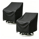 ANANMEI front view of two black swivel chair covers showing full fit and protection