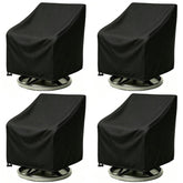 ANANMEI front view of four black patio chair covers showing fit and shape for protection