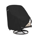 ANartcle front view patio chair cover showing full protection and sleek black look