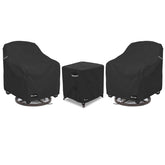 ANartcle front view showing three-piece set cover protecting bistro furniture