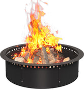 AnBaiMei front view of 28-inch black fire ring showing robust build and safer flames