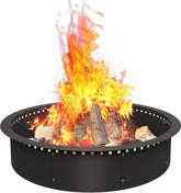 AnBaiMei front view of 39-inch black steel fire ring, durable outdoor heating