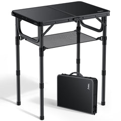 Anbte front view of assembled table showing stable frame and tabletop benefit