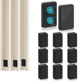 ANGAR front pack view showing 18 black magnetic curtain weights for tidy hems