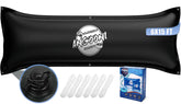 Angooni black pool pillow front view showing full size and protective slope benefit
