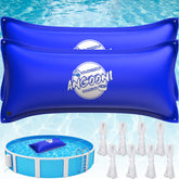 Angooni front view of two packed pool pillows, shows full set and benefit