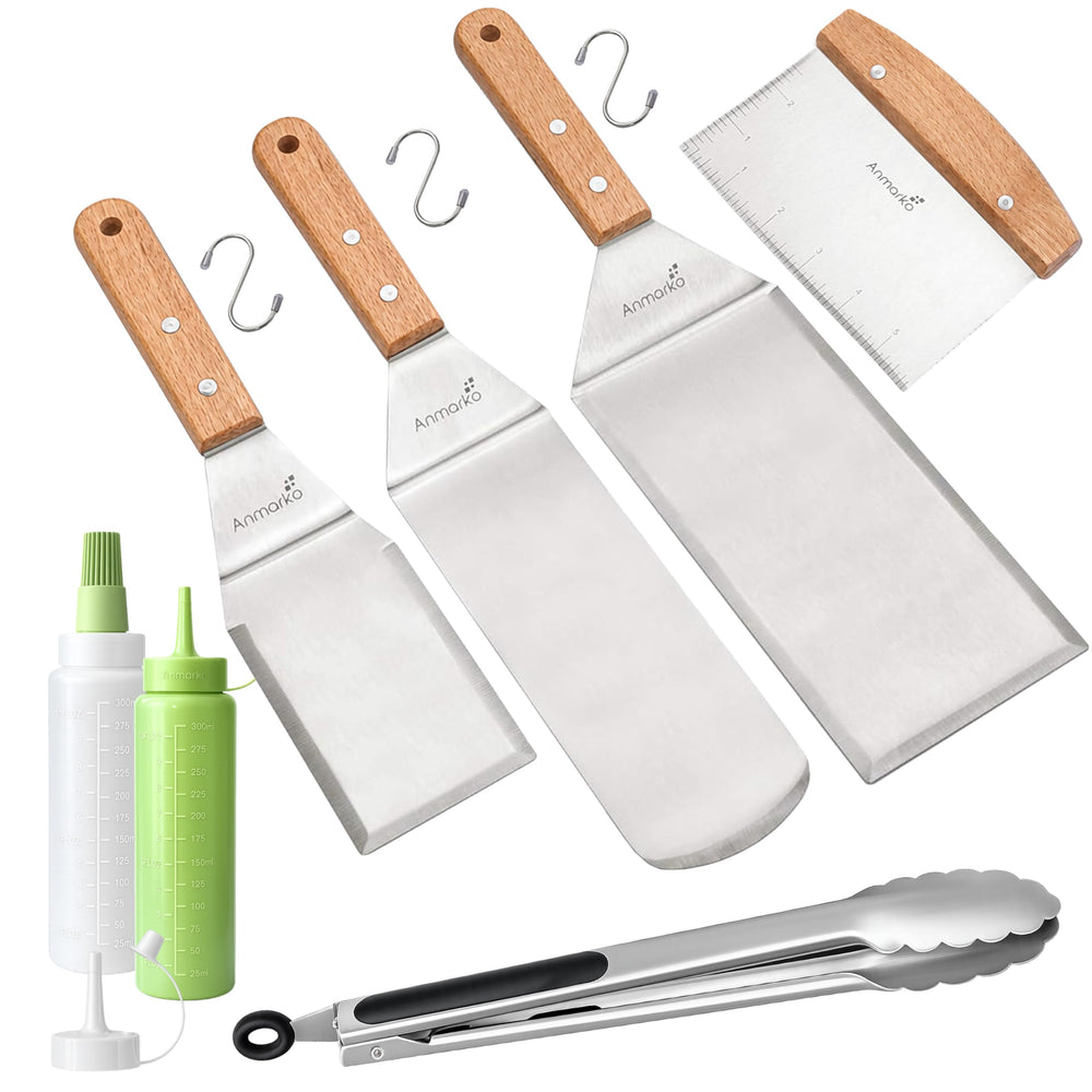 Anmarko front view of full spatula set showing professional tools and storage benefits