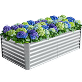Anmiro front view of assembled galvanized raised garden bed, durable outdoor planter