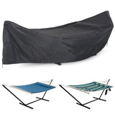 ANOW front view of grid black cover protecting hammock stand and reducing weather damage