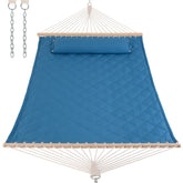 ANOW front view of blue two-person hammock showing full layout and comfort