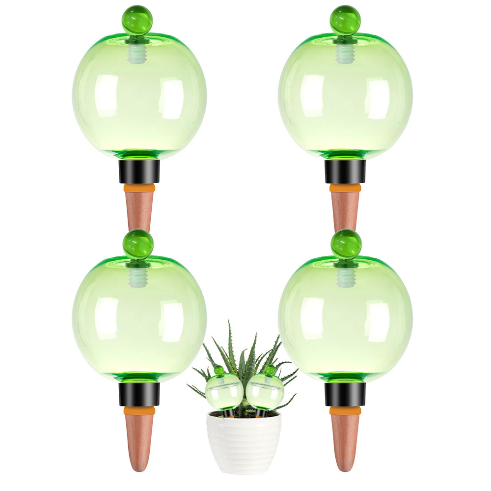 Ansberta front view of four 17oz watering globes showing packaging and green color benefits quick hydration