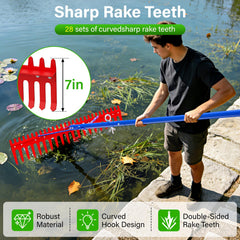 Ansgery closeup of metal rake teeth with chiselled tips for stronger root removal