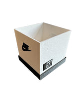 Antho3D shoebox-style planter front view with plant, playful decor benefit