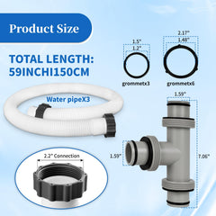AOIT detailed view of 1.5" hose barb and flexible hose for easy routing