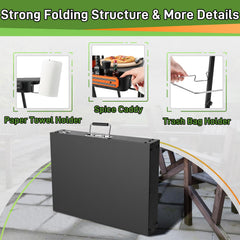 AOKEMAi grill table trash bag holder mounted under table for tidy cleanup