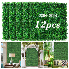 AOKIIE front view of 12-piece boxwood wall showing full green coverage and neat edges
