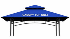 aonear blue canopy front view showing full 5x8 coverage and neat fit
