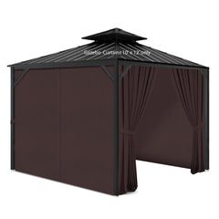 aonear front view of four brown panels showing full privacy and coverage