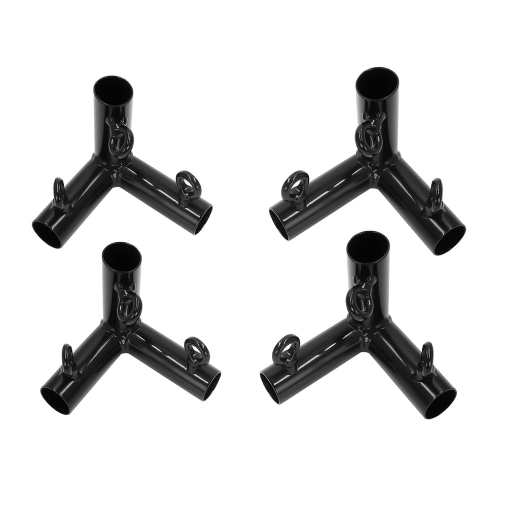 Aoneky front view corner fitting showing three 3/4" EMT sockets for sturdy builds