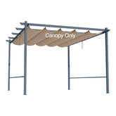 Aoodor canopy front view showing brown polyester cover and clean fit for pergola, improving outdoor shade