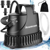 Aoumcom pump front view showing compact body and stable base for versatile placement