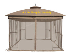 APEX GARDEN front view of tan 10x10 mosquito netting showing full coverage and neat trim