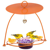 Apipi orange feeder front view showing bowl and rain guard, attracts orioles