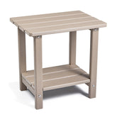 Apolimi front view showing compact two-tier table and balanced design benefit: space-saving