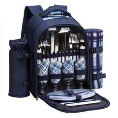 apollo walker front view of blue picnic backpack showing design and straps, easy transport