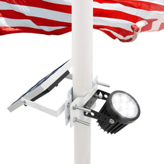 APONUO front view of solar flag light showing compact durable housing and elegant finish