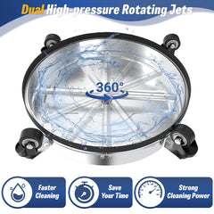 APOWER rotating nozzles close-up showing powerful overlapping spray