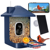 Aprilmin front view showing feeder entrance and mounted camera, ideal visibility