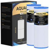 AQUALTRA front view of two replacement spa filters showing fit and finish benefit
