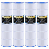 AQUALTRA front view of four cartridges showing packaging and product benefit clear replacement