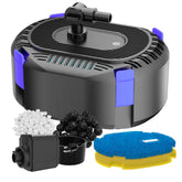 AquaMiracle front view showing compact pump and filter box, easy installation benefit