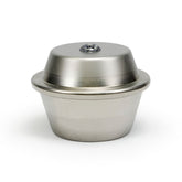 Aquascape de-icer front view showing stainless steel body and LED for easy monitoring