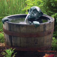 Aquascape front view of face and hands spitter showing decorative spout benefit