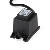 Aquascape transformer front panel showing model and plug, ensures simple outdoor lighting power
