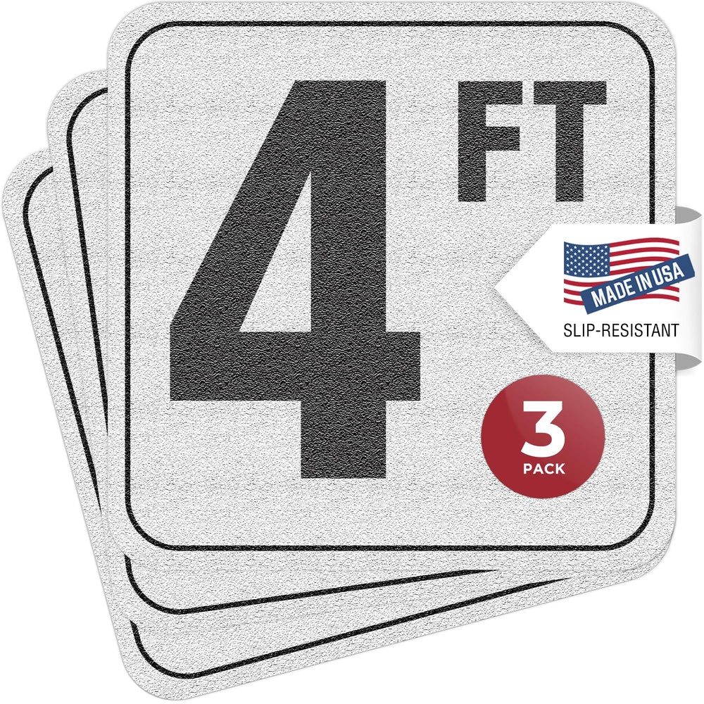 Aquatic Custom Tile front packaging showing three 6x6 depth markers, clear safety signage
