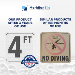 Aquatic Custom Tile sticker installed on pool deck demonstrating clear above-waterline placement