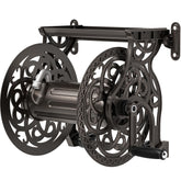 AQUAZILLA front view mounted on wall showing durable dark bronze finish and tidy hose storage
