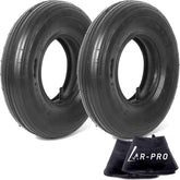 AR-PRO front view of two 13" tire and tube sets showing delivered contents and fit benefits