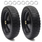 AR-PRO front view of 13 inch wheel showing solid tire and steel rim for reliable use