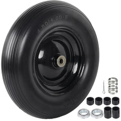 AR-PRO front view of complete 16 inch flat free wheel showing rim and tread for reliable replacement
