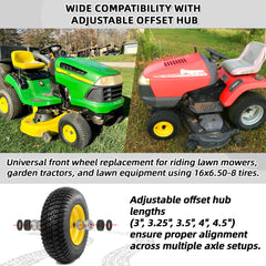 AR-PRO wheel mounted on a riding mower demonstrating fit and stable traction for mowing