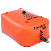 Araiozora front view of filled 60 gal bladder showing capacity and stability