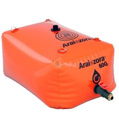 Araiozora front view of filled 60 gal bladder showing capacity and stability