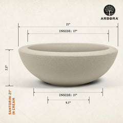 ARBORA Santorini Bowl close-up of textured polyresin surface highlighting durable look