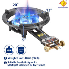 ARC Advanced Royal Champion close-up of dual-ring burner head for concentrated high heat