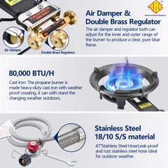 ARC Advanced Royal Champion brass double valve and CSA regulator for precise flame control